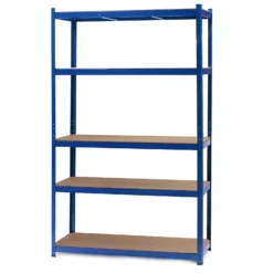 Wiltec Schwerlastregal 120x60x204cm, 200kg/Ebene, Steckregal blau, Lastenregal mit 5 Ablagen, Werkstattregal