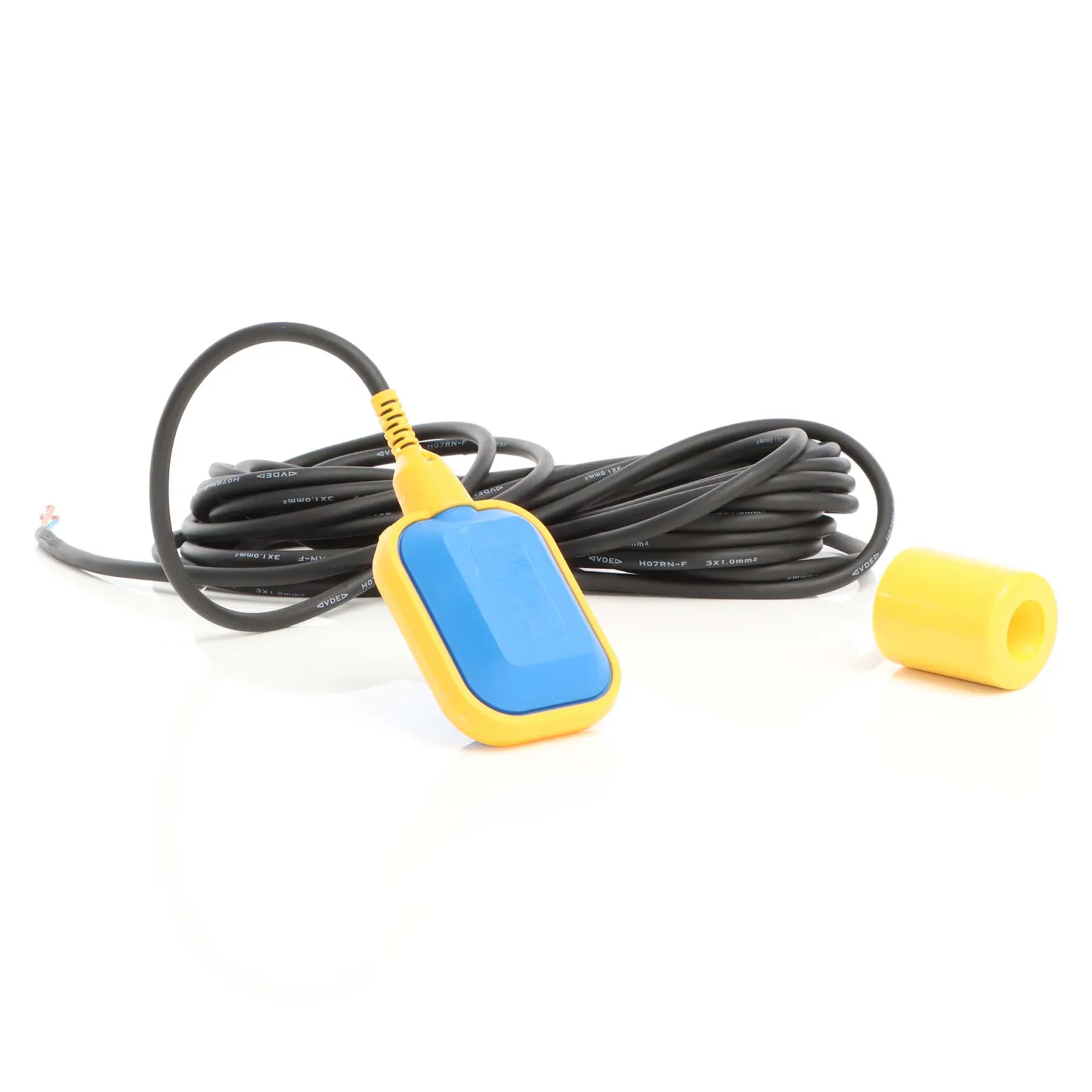 Wiltec Schwimmerschalter für Pumpen, 230VAC 16A, Pegelschalter für Tauchpumpen, Wechsler mit 5 m Kabel