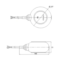 Wiltec Schwimmerschalter für Pumpen, 230VAC 16A Rund, Pegelschalter für Tauchpumpen, Wechsler mit 2 m Kabel