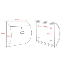 Wiltec Set Briefkasten V17 Anthrazit 375 x 108 x 330 mm mit Ständer, Wandbriefkasten mit Schloss, Klappe und Namensschild, Postkasten aus Stahl pulverbeschichtet