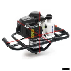 Wiltec Set Erdlochbohrer 2,2 kW 63 ccm und 300 mm Bohrschnecke, Erdbohrer mit 2 Takt Benzinmotor, Pfahlbohrer Motorerdbohrer für saubere Bohrungen