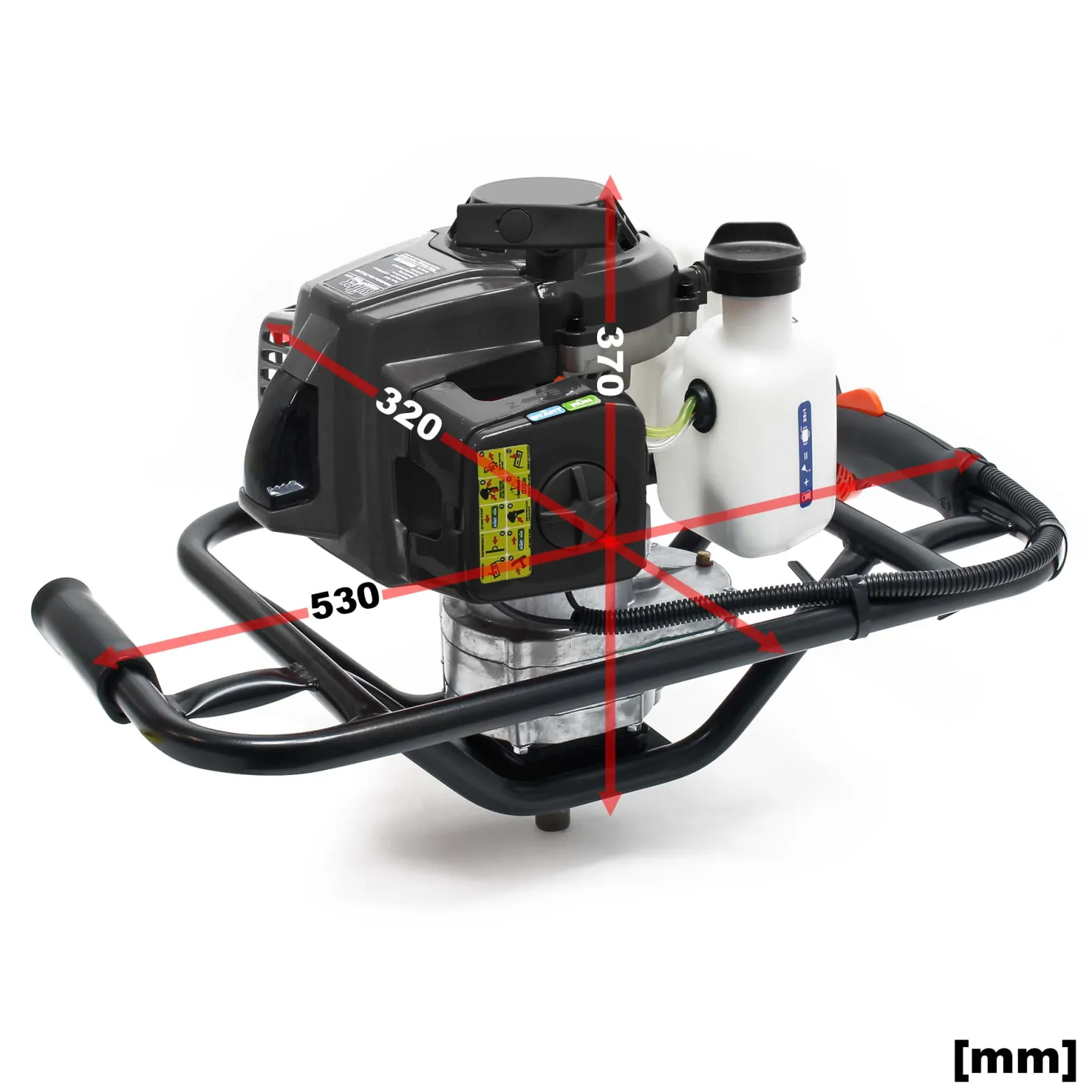 Wiltec Set Erdlochbohrer 2,2 kW 63 ccm und 250 mm Bohrschnecke, Erdbohrer mit 2 Takt Benzinmotor, Pfahlbohrer Motorerdbohrer für saubere Bohrungen