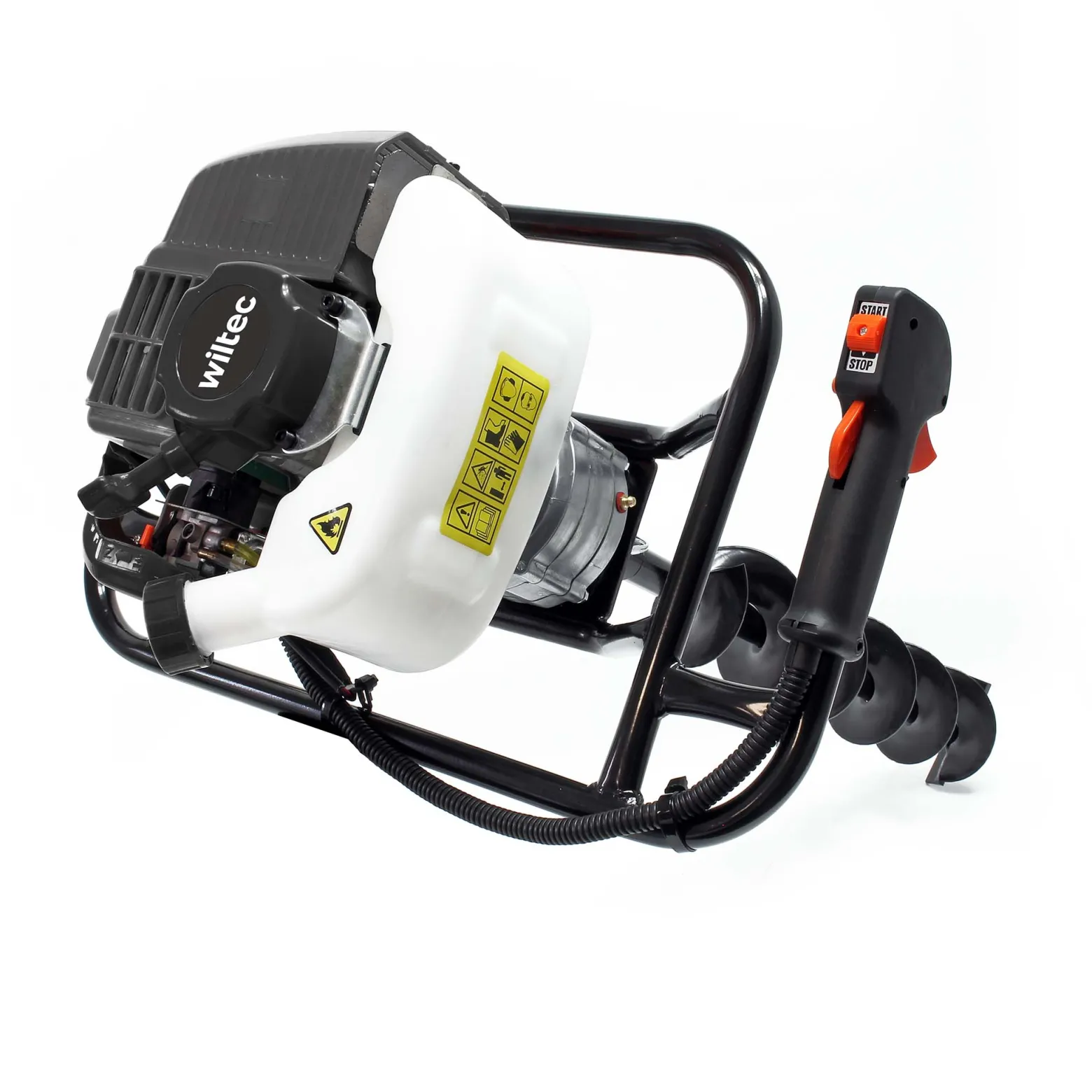 Wiltec Set Erdlochbohrer mit 1,4kW und 52cm³ Benzinmotor, inklusive 100mm, 150mm und 200mm Bohrschnecken