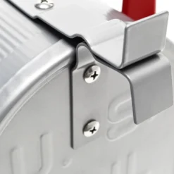 Wiltec Set US Mailbox silbergrau 180 x 220 x 480 mm, amerikanischer Briefkasten mit Fahne, Standbriefkasten Stahl amerikanisches Design mit passendem Standfuß