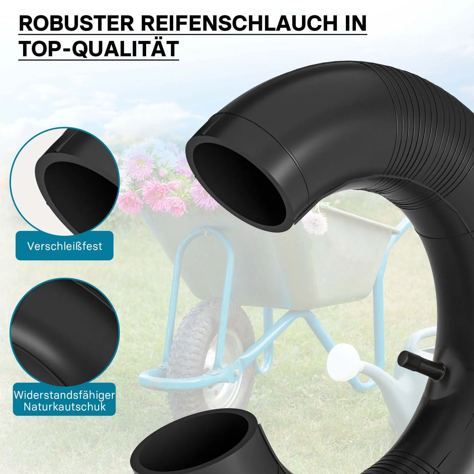 Wiltec Set 4x Reifen und 4x Schlauch Größe 4.00-8, bis 160 kg Traglast, mit geradem Ventil TR13 für Schubkarren, Sackkarren und E-Scooter