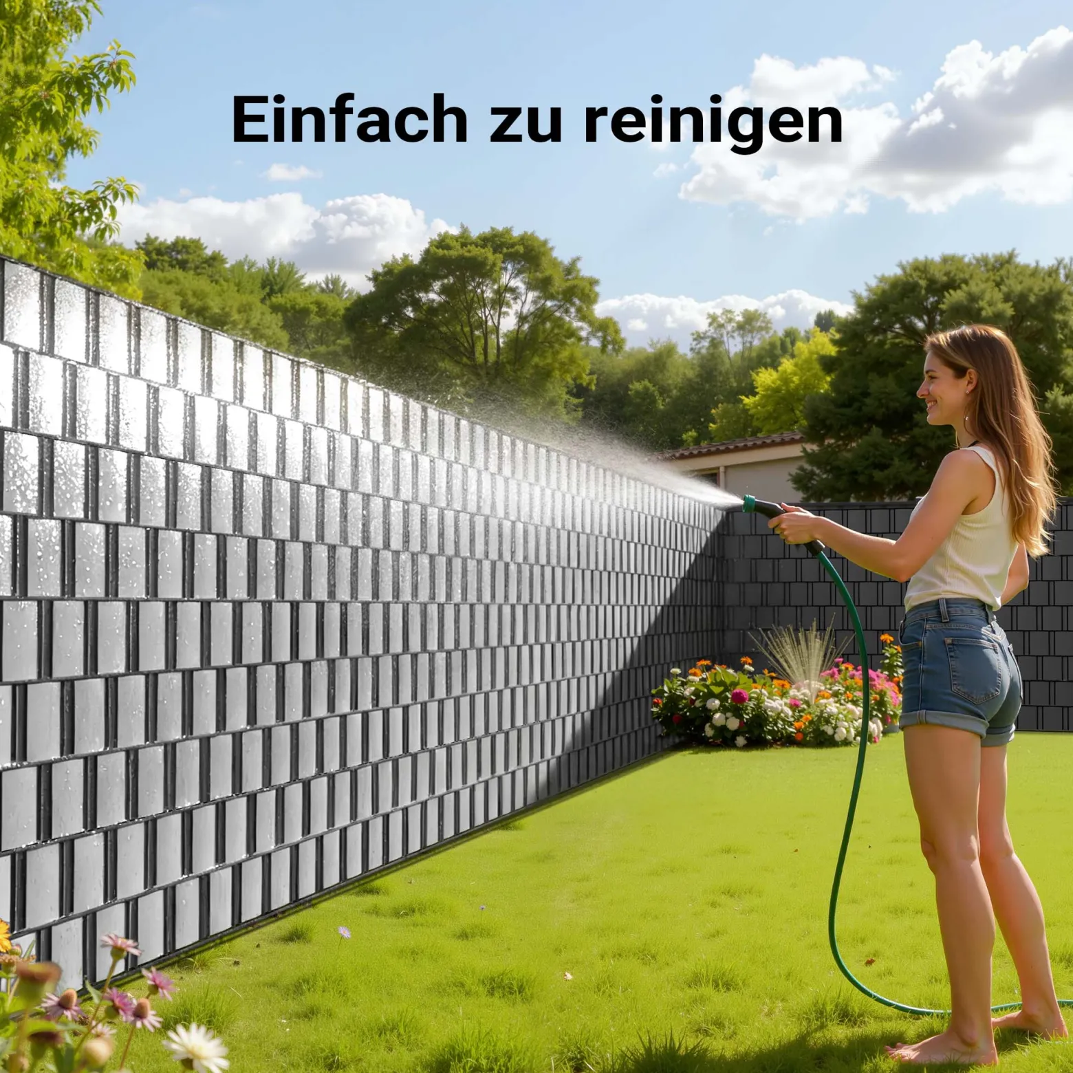 Wiltec Sichtschutz Streifen, 35mx19cm grau aus PVC 450g/m², mit 20 Clips, Zaunfolie