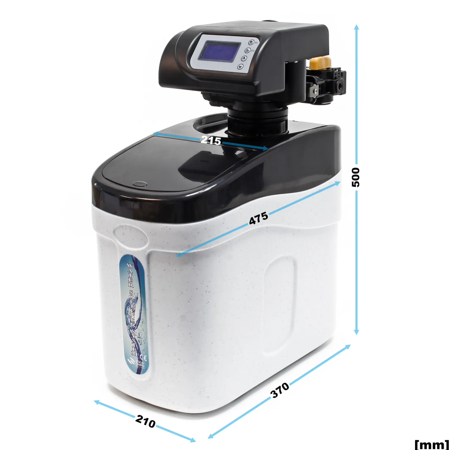 Wiltec SOFT-C1 Wasserenthärtungsanlage, Wasserentkalkung mit 500 l/h, Entkalkungsanlage mit Ionentauscher, Wasserenthärter mit 10 l Soletank