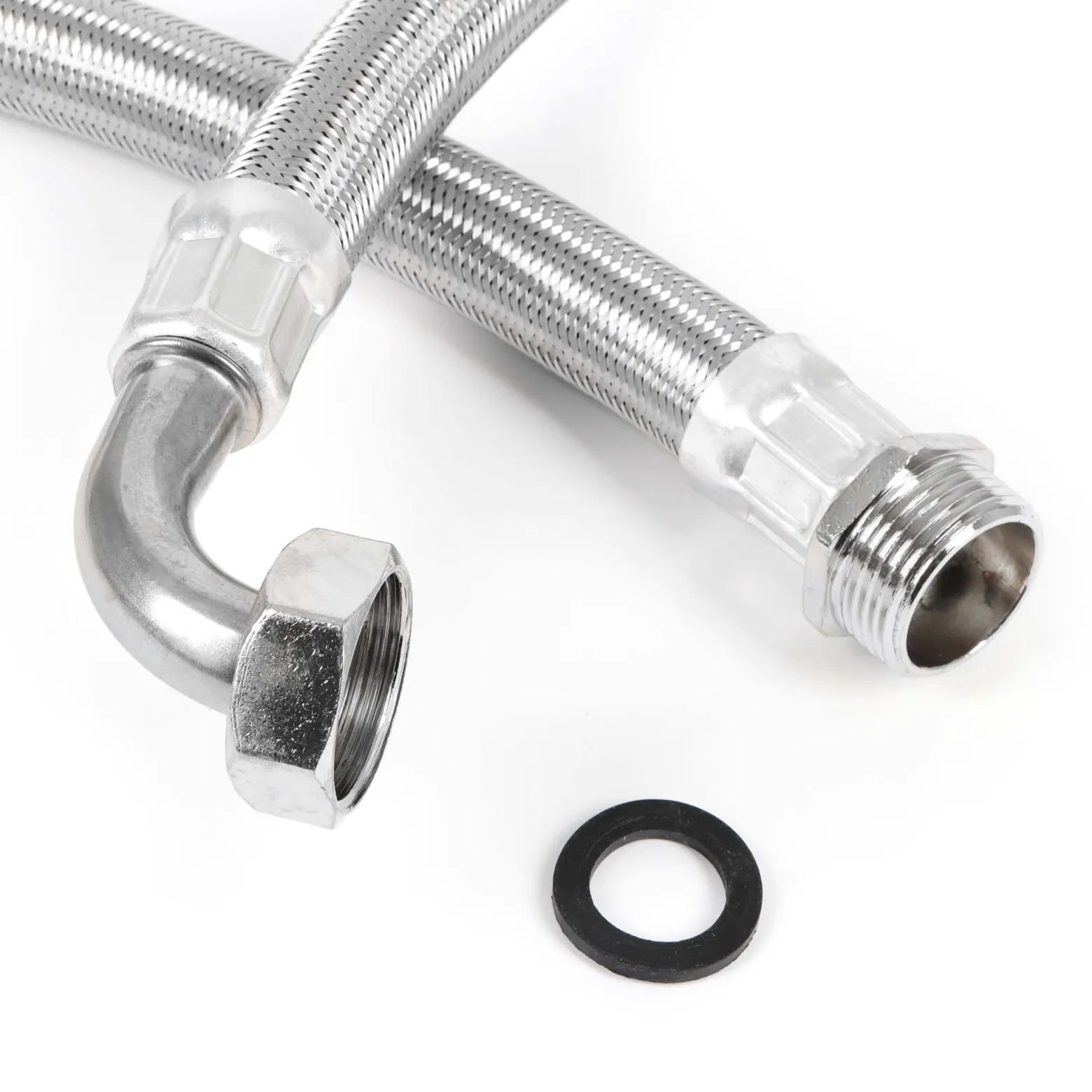 Wiltec Stahlflex Wasserschlauch 0,7 m DN25 32,89 mm für Hauswasserwerke, Flexschlauch, Panzerschlauch für Pumpe, Hauswasserwerke und Druckkessel