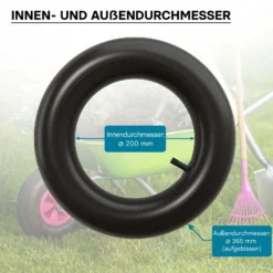 Wiltec Standard Schlauch für Reifen Größe 3.50-8, bis 130 kg Traglast, mit geradem Ventil TR13 für Schubkarren, Sackkarren und E-Scooter