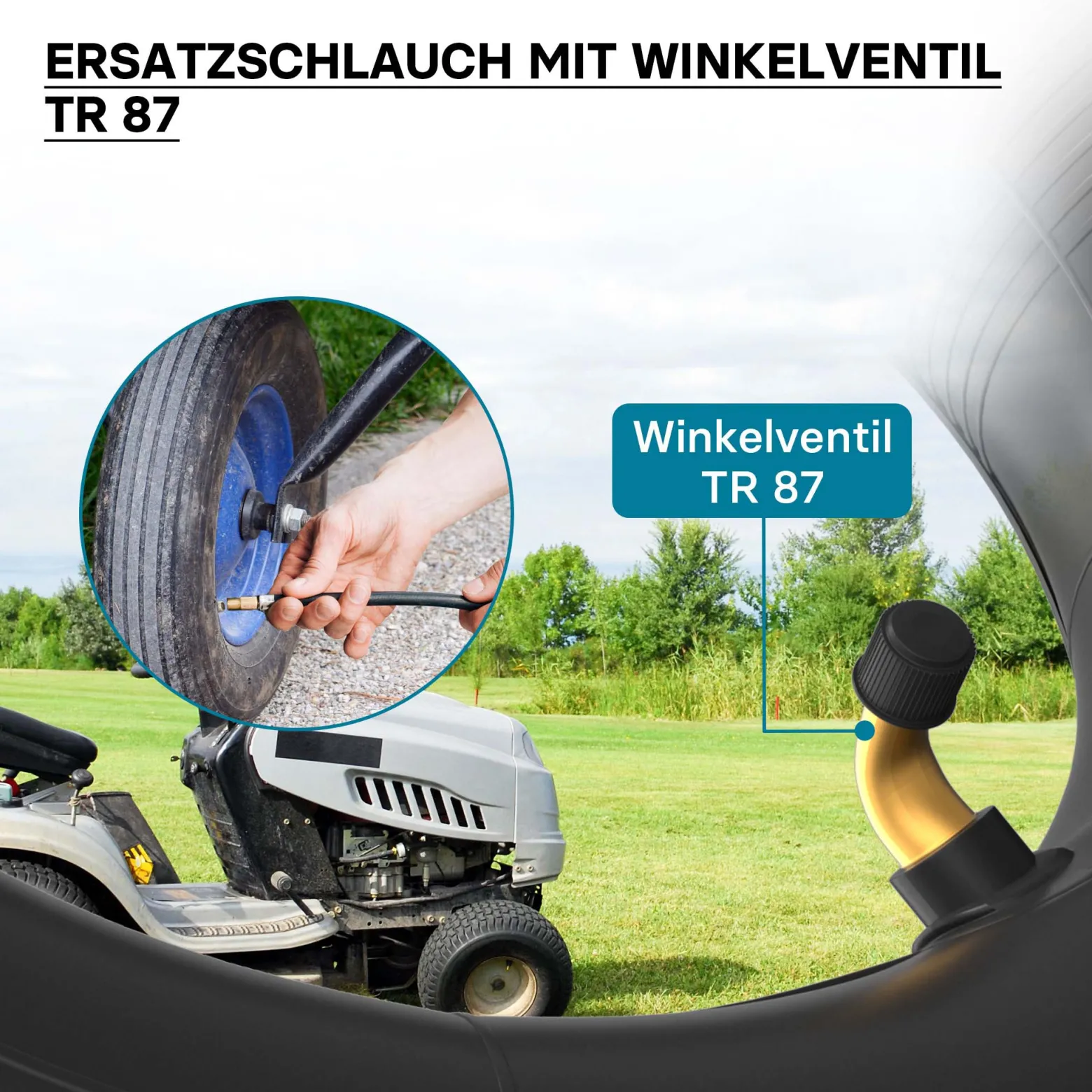Wiltec Standard Schlauch für Reifen Größe 2.80/2.50-4, bis 80 kg Traglast, mit abgewinkeltem Ventil TR87 für Schubkarren, Sackkarren und E-Scooter