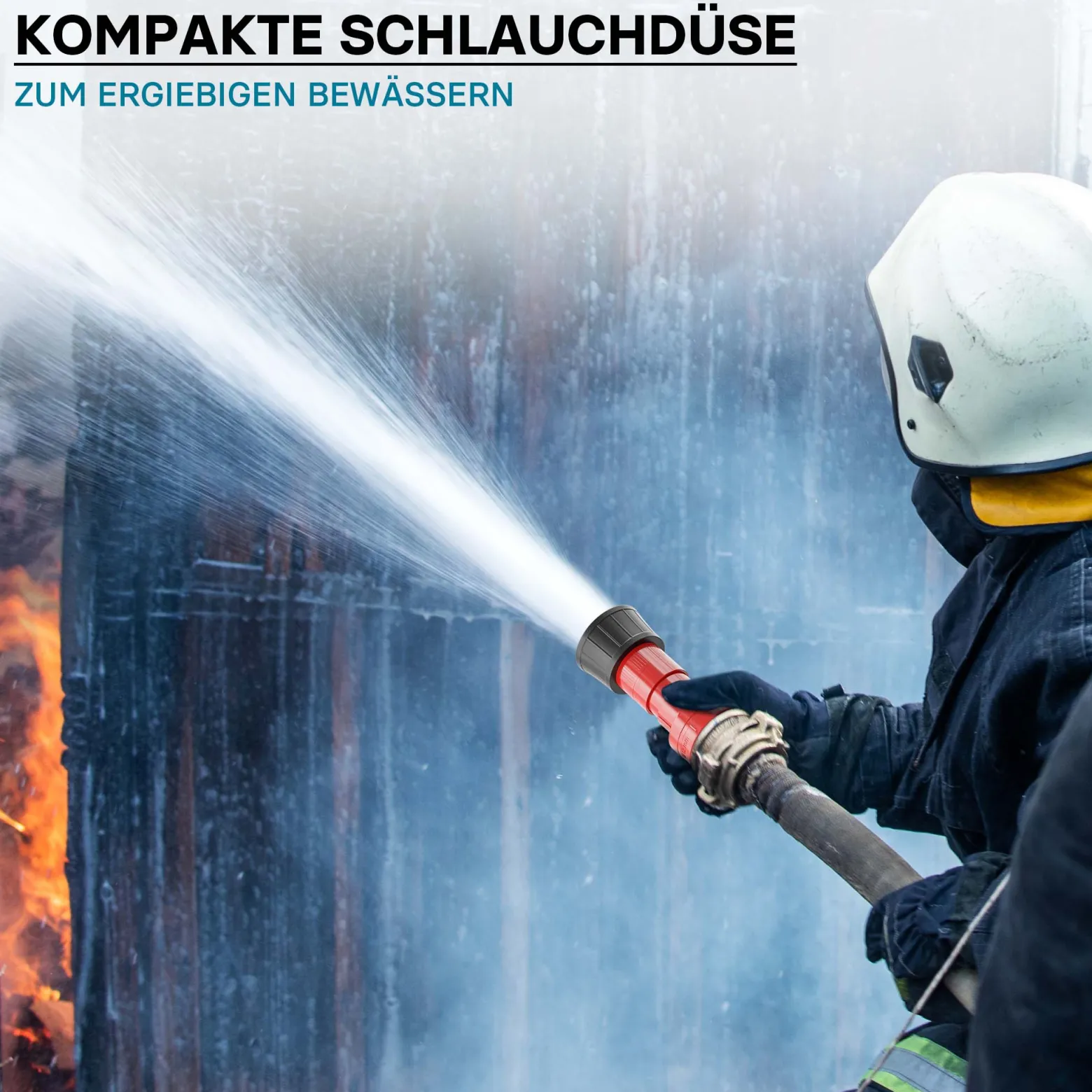 Wiltec Strahlrohrdüse für Kleinstrahlrohr Schlauchdüse 38,1mm (1,5") für Feuerwehr oder Garten