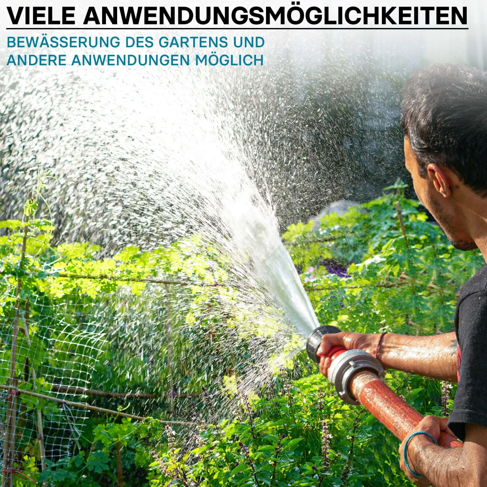 Wiltec Strahlrohrdüse für Kleinstrahlrohr Schlauchdüse 38,1mm (1,5") für Feuerwehr oder Garten