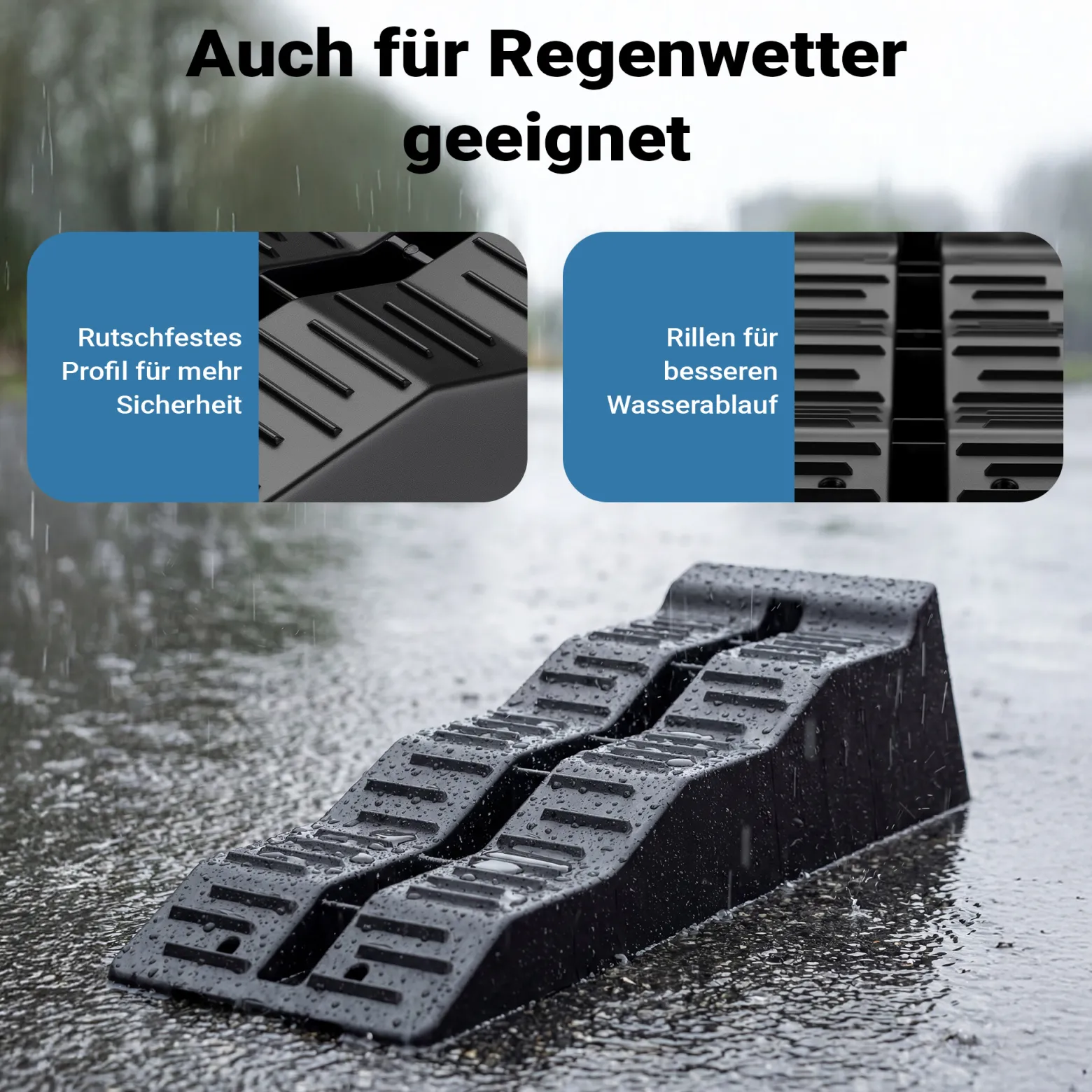 Wiltec Stufenkeile Paar 40/70/100 mm 5 t mit Stopper, Auffahrkeile 2er-Set mit 3 Höhen, Ausgleichskeile für Wohnwagen, Wohnmobil, Camper