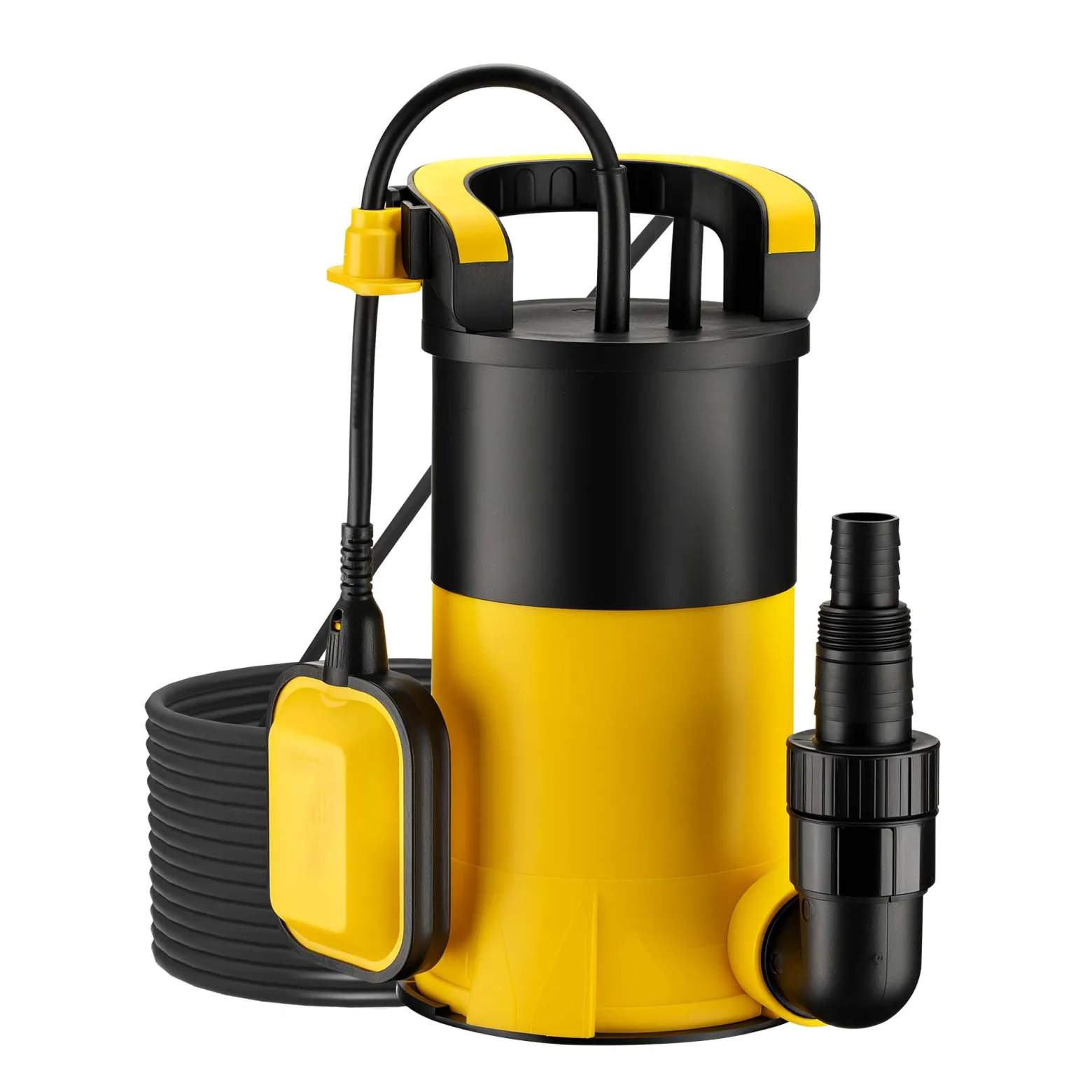 Wiltec Tauchpumpe mit Schwimmer 900 W, flachabsaugende Pumpe bis 1 mm, Tiefbrunnenpumpe 9 m Förderhöhe und 7 m Tiefe, Flachsaugerpumpe für Klarwasser