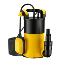 Wiltec Tauchpumpe mit Schwimmer 850 W, flachabsaugende Pumpe bis 1 mm, Tiefbrunnenpumpe 8,5 m Förderhöhe & 7 m Tiefe, Flachsaugerpumpe für Klarwasser