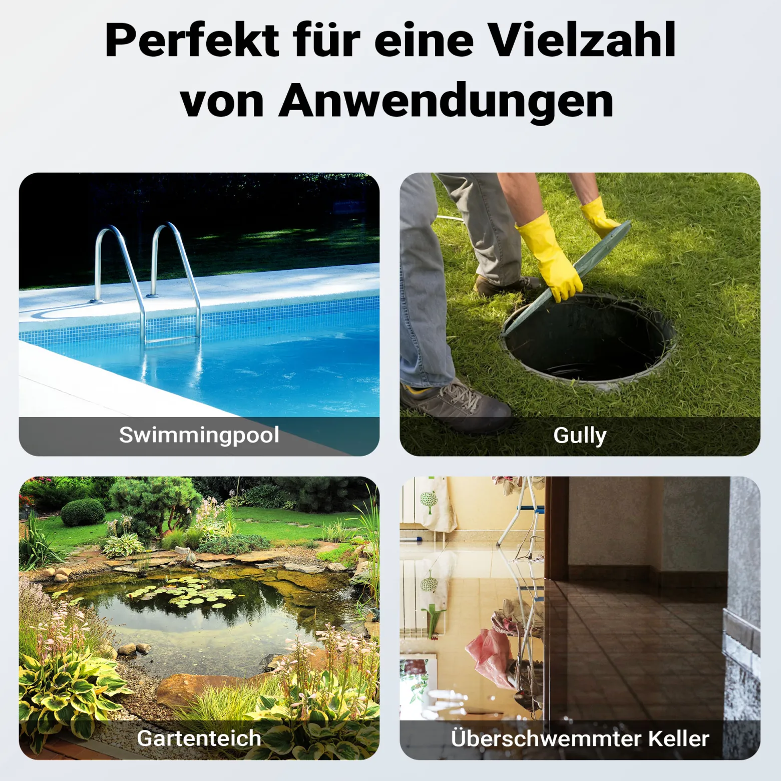 Wiltec Tauchpumpe mit Sensor 400 W, Tiefbrunnenpumpe mit 2 Modi, leistungsstarke Wasserpumpe 7300 l/h, Brunnenpumpe 7,5 m Förderhöhe & 7 m Tiefe