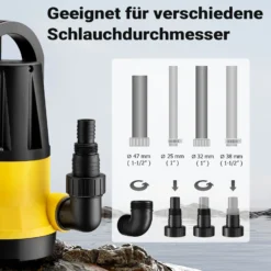 Wiltec Tauchpumpe mit Sensor 750 W, Tiefbrunnenpumpe mit 2 Modi, leistungsstarke Wasserpumpe 13000 l/h, Brunnenpumpe 9,5 m Förderhöhe & 7 m Tiefe