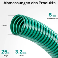 Wiltec Teichschlauch 25m, flexibel, 38mm (1 1/2