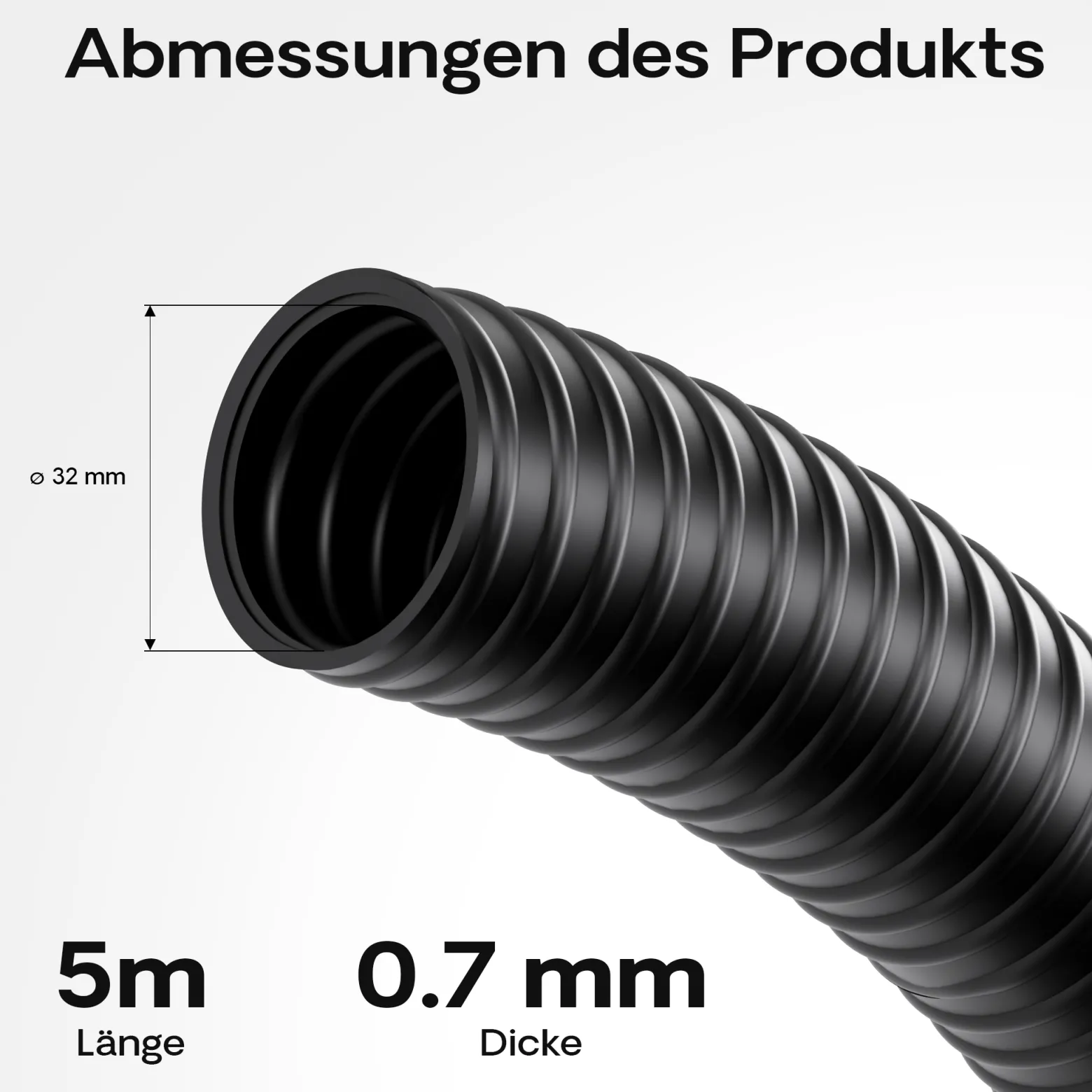Wiltec Teichschlauch 5m Spiralschlauch 32 mm (1 1/4") schwarz, lichtundurchlässig, extrem biegsam Saugschlauch Druckschlauch