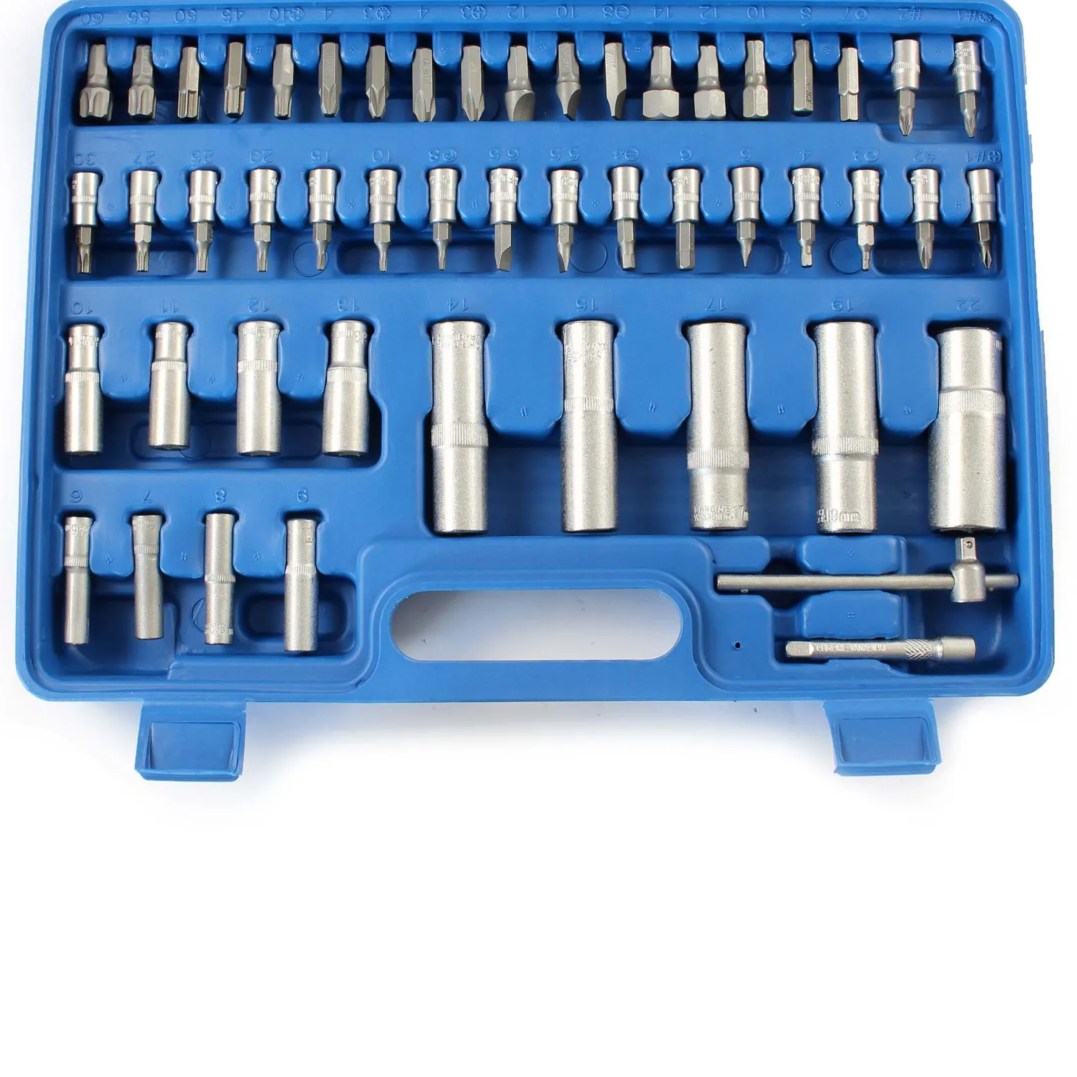 Wiltec 108-teiliger Steckschlüsselsatz Ratschenkasten mit 1/2" (12,5mm) und 1/4" (6,3 mm) Antrieb, Stecknüsse im Knarrenkasten, hochwertige Steckschlüssel für Werkstatt