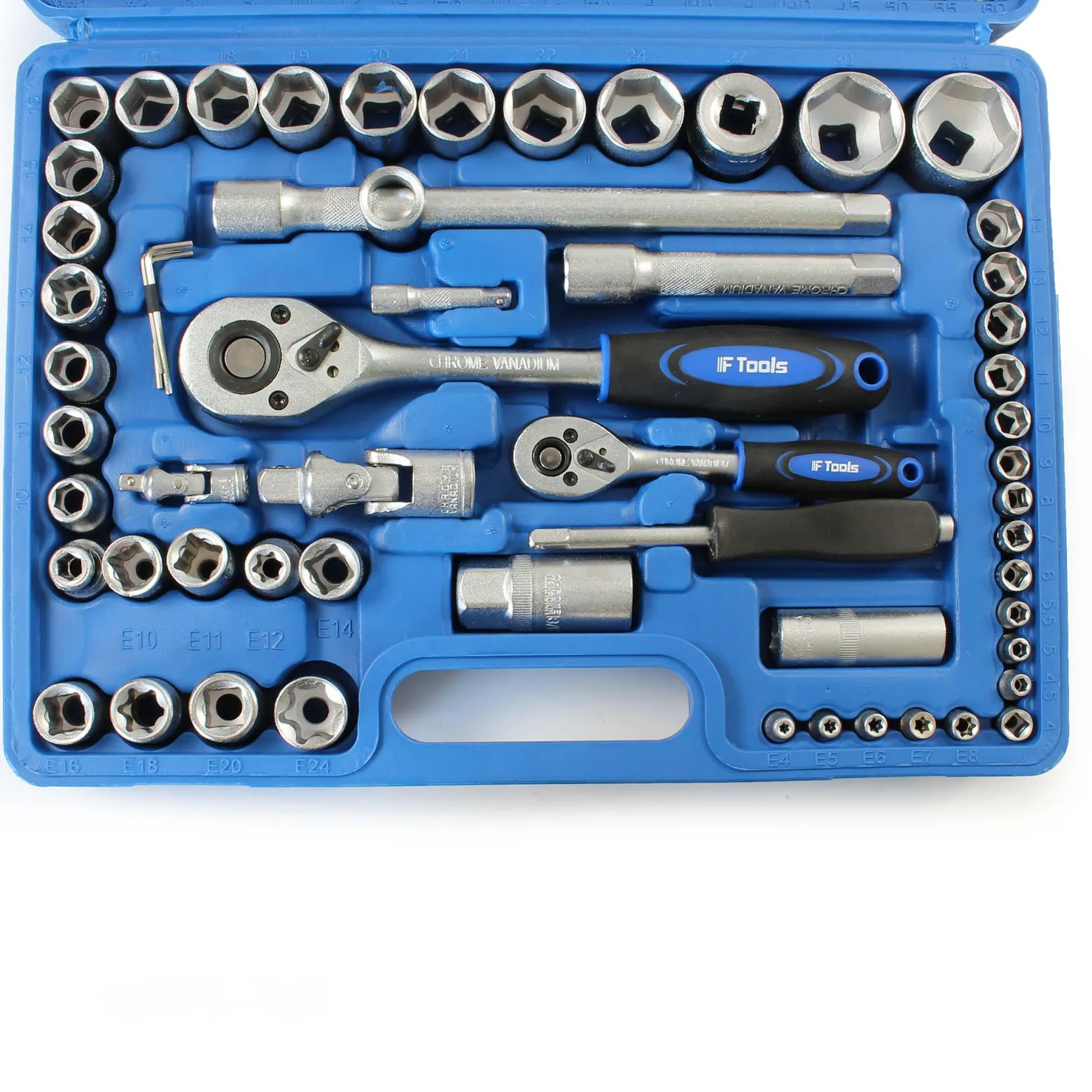 Wiltec 108-teiliger Steckschlüsselsatz Ratschenkasten mit 1/2" (12,5mm) und 1/4" (6,3 mm) Antrieb, Stecknüsse im Knarrenkasten, hochwertige Steckschlüssel für Werkstatt