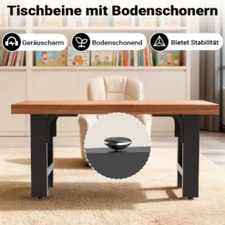 Wiltec Tischbeine aus Stahl 2er Set 70x72cm Vierkantrohre in schwarz pulverbeschichtet Tischkufen Tischgestell Tischuntergestell