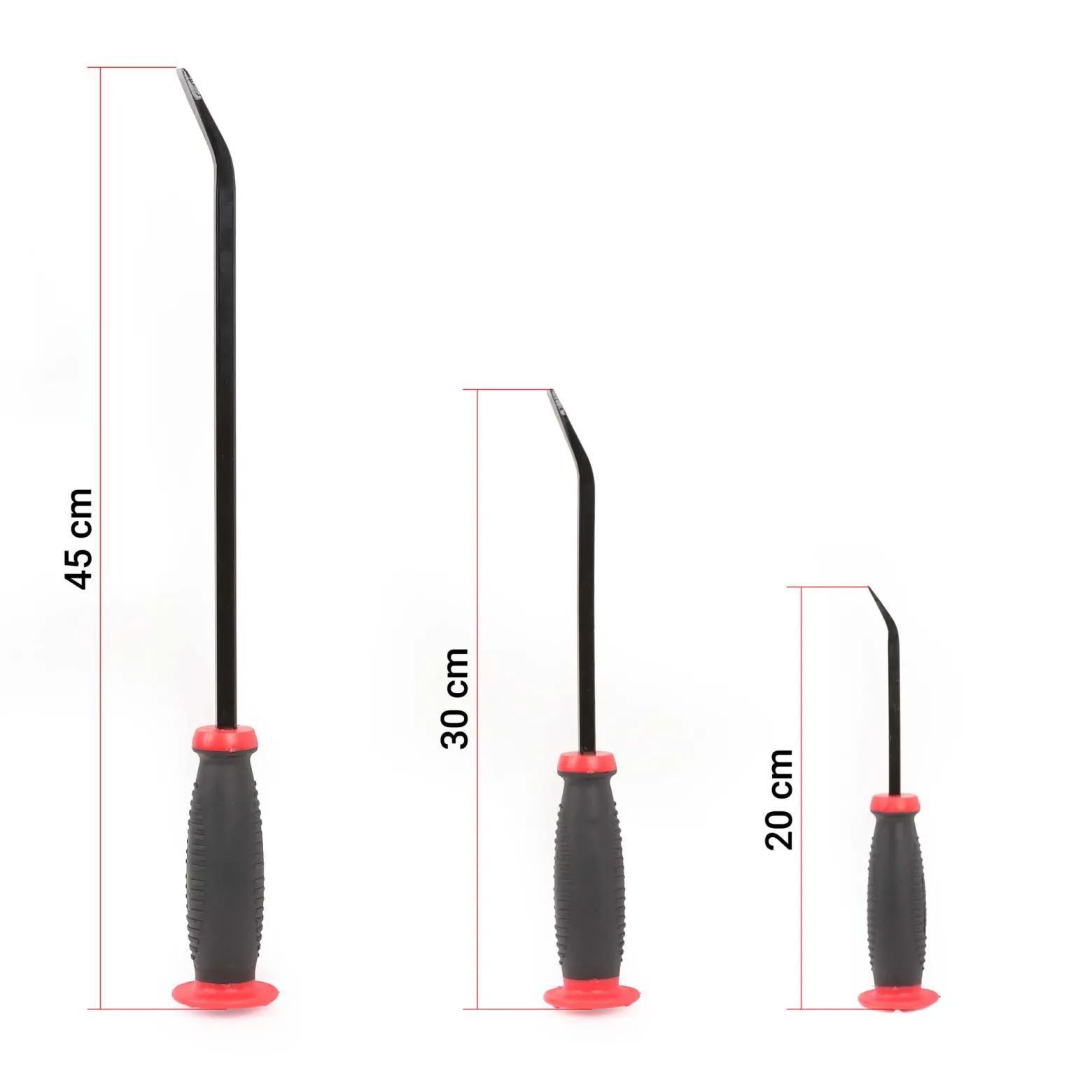 Wiltec 3tlg Brecheisen Set wärmebehandelt mit gummiertem Griff Stemmeisen 20,32cm 30,48cm 45,72cm Brechstange Satz mit Nageleisen Montiereisen