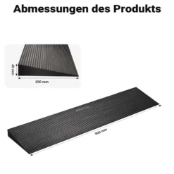 Wiltec Türschwellenrampe bis 50 t, Rollstuhlrampe aus rutschfestem Gummi 900 x 200 x 40 mm, Bordsteinrampe kürzbar für Rollstuhl & Rollator, Rampe für Türen und Badezimmer