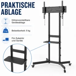 Wiltec TV Ständer rollbar mit Ablage 37