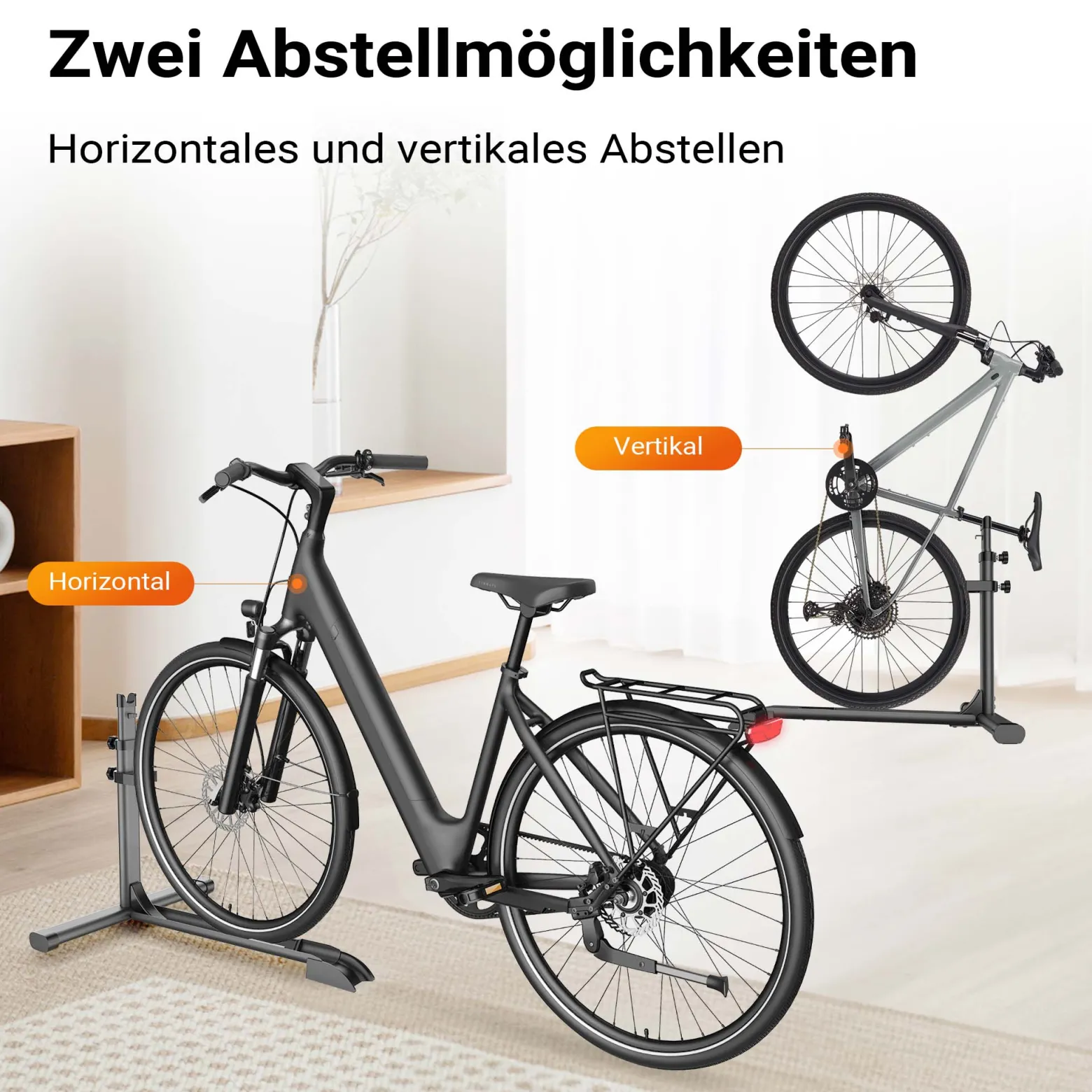 Wiltec universal Fahrradständer 68,8 x 56 x 49,3-81,1 cm, Fahrradhalter freistehend aus Stahl, höhenverstellbarer Fahrrad Abstellständer