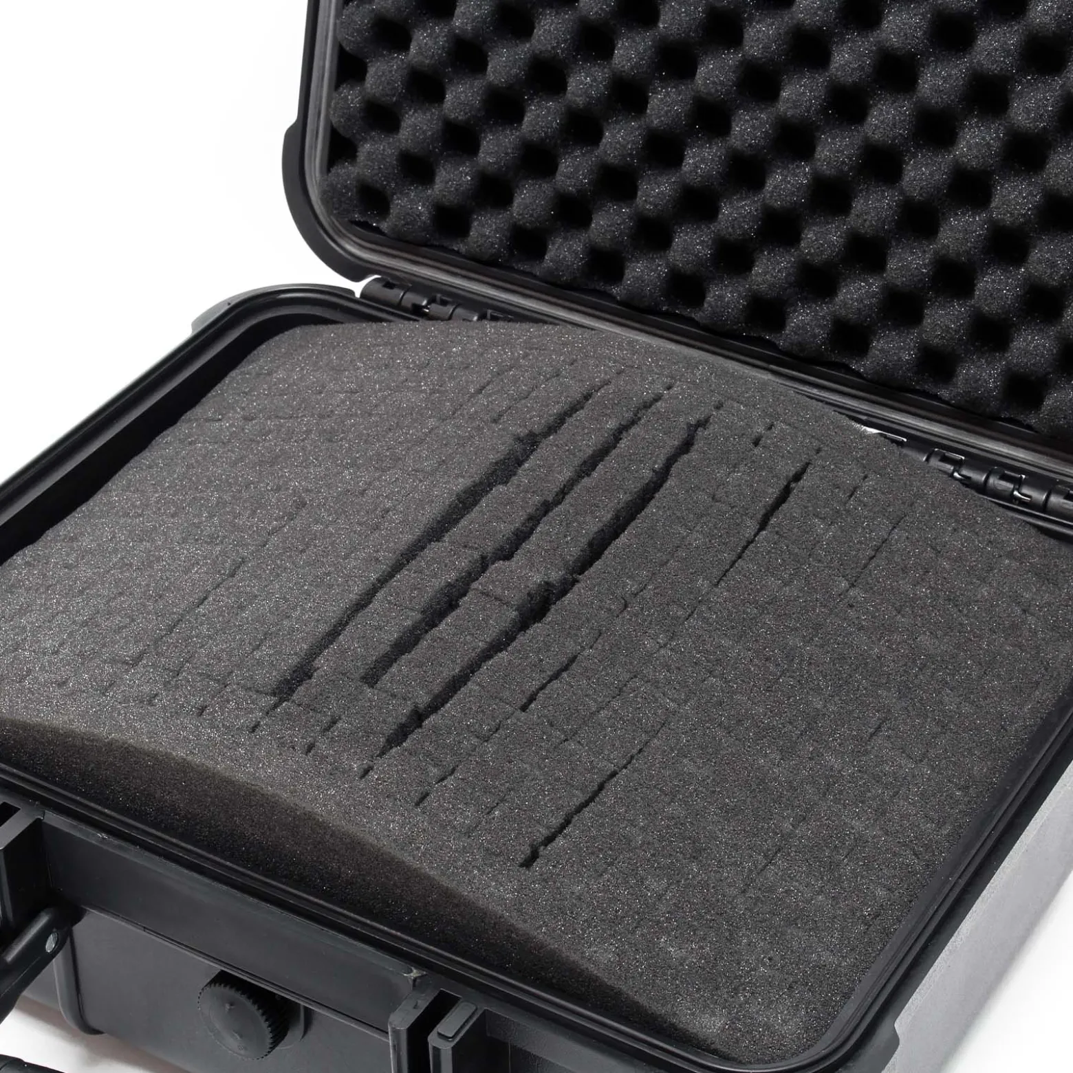 Wiltec Universalkoffer 27x24,6x12,4 cm schwarz, Schutzkoffer wasserdicht mit Druckausgleichsventil & anpassbaren Schaumstoffmatten
