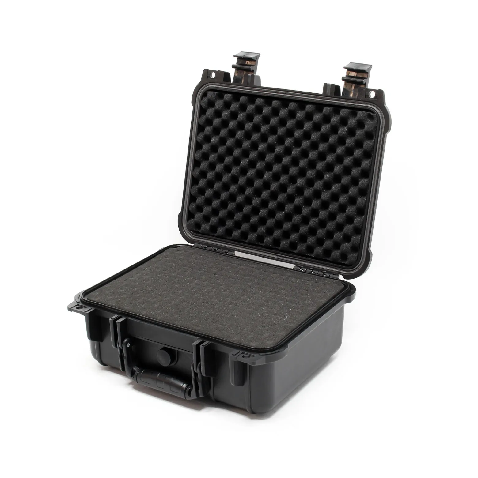Wiltec Universalkoffer 27x24,6x12,4 cm schwarz, Schutzkoffer wasserdicht mit Druckausgleichsventil & anpassbaren Schaumstoffmatten
