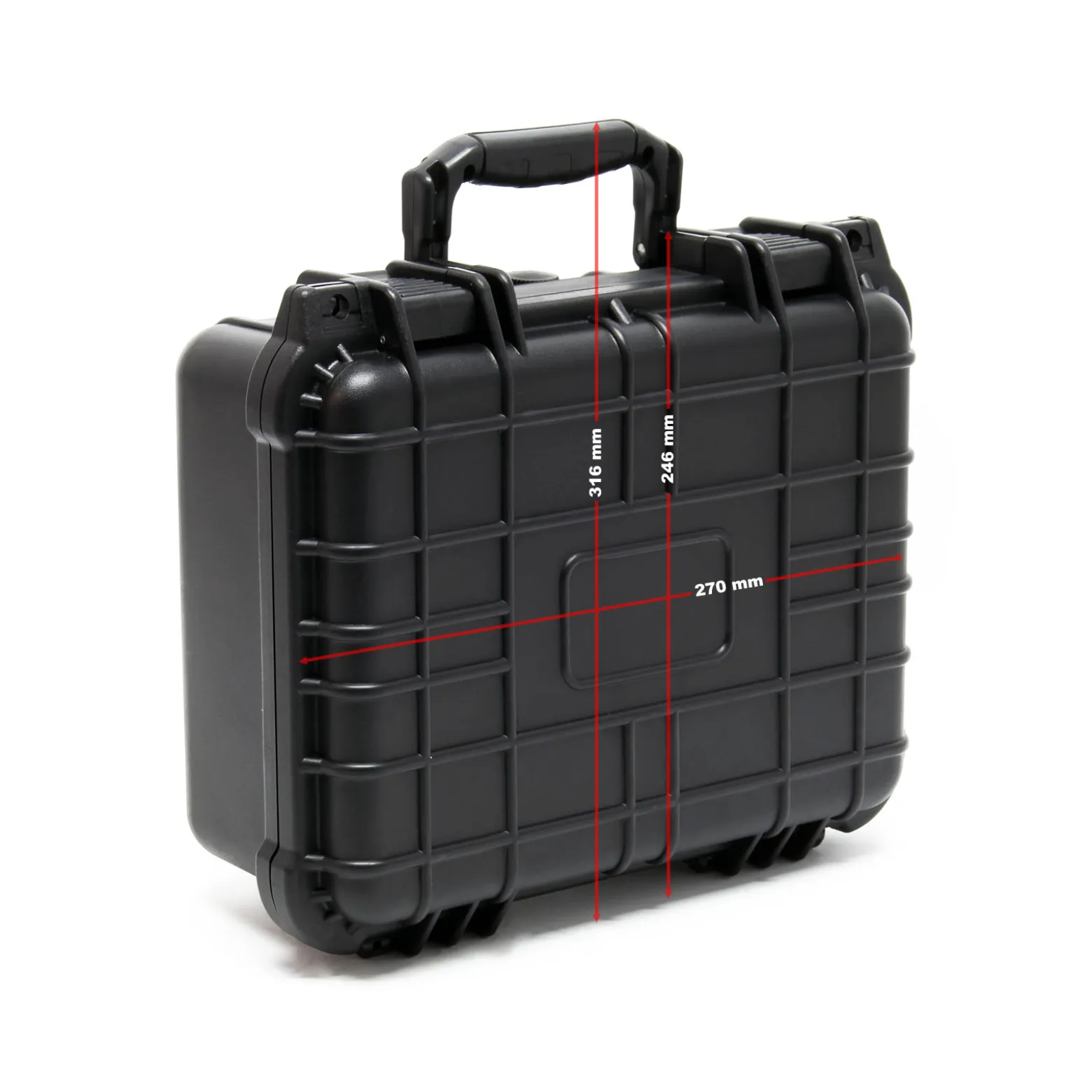 Wiltec Universalkoffer 27x24,6x12,4 cm schwarz, Schutzkoffer wasserdicht mit Druckausgleichsventil & anpassbaren Schaumstoffmatten
