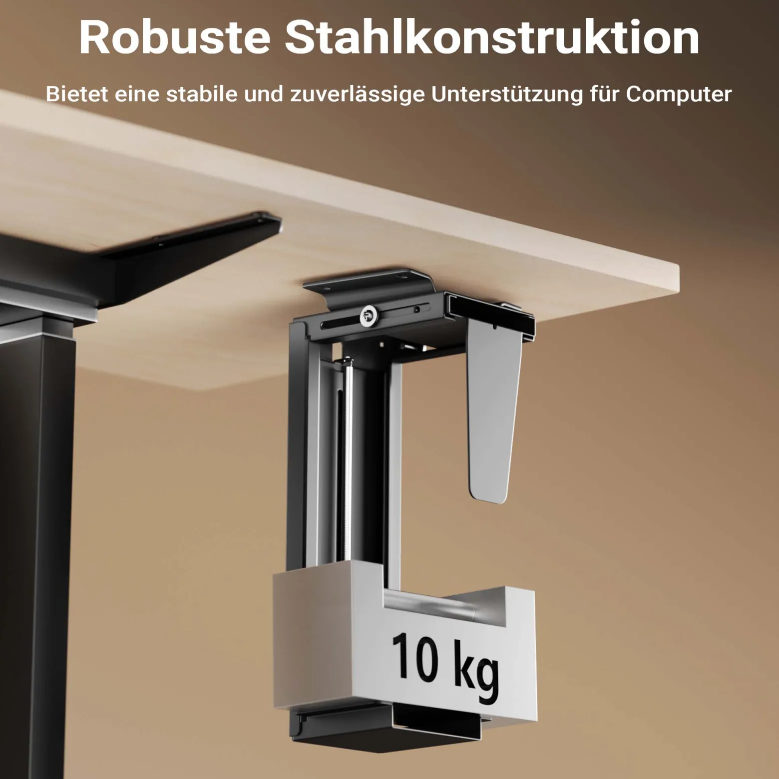Wiltec Untertisch PC-Halterung Stufenlos Verstellbar 360° Schwenkbar für Computer-Gehäuse bis 10kg