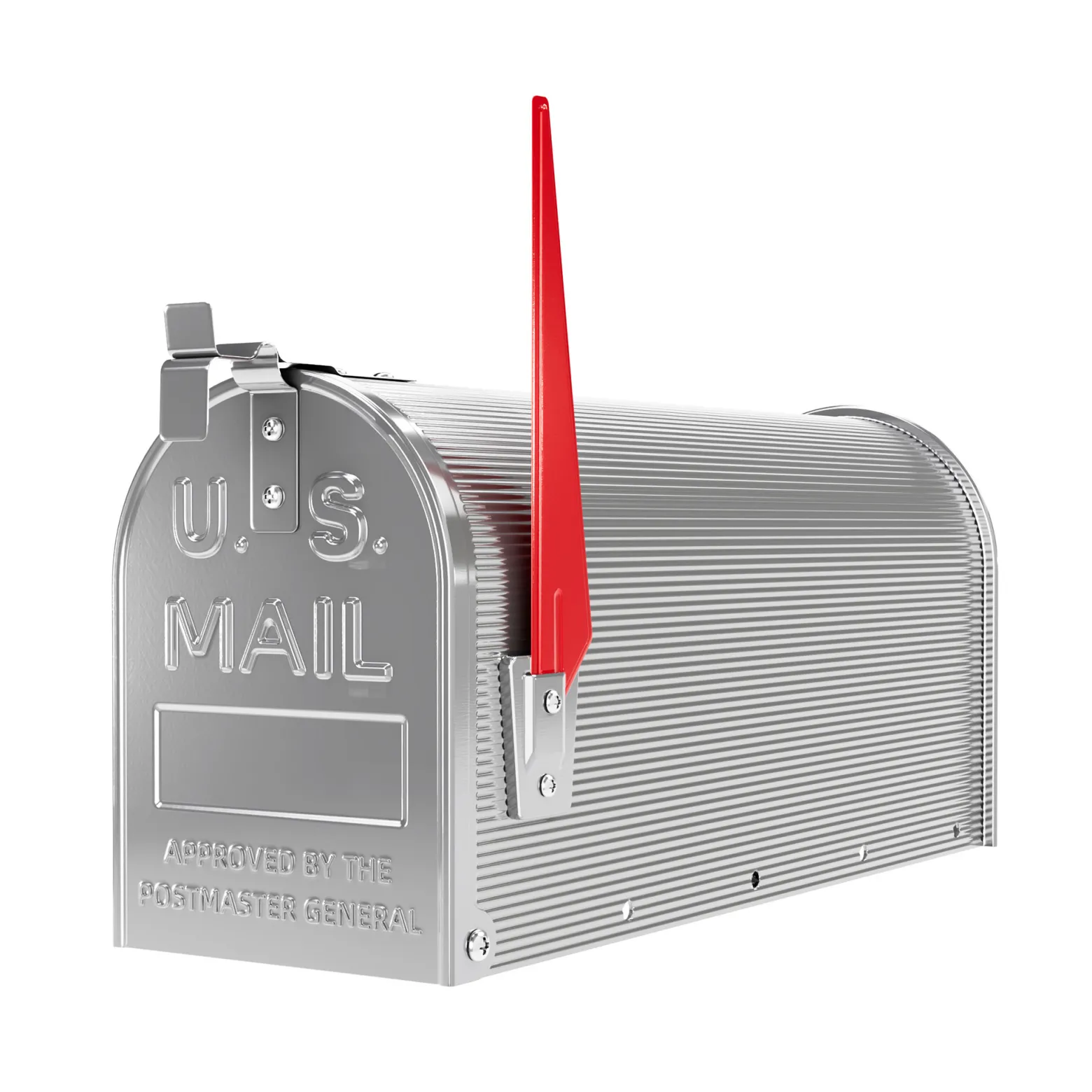 Wiltec US Mailbox silbergrau 150 x 513 x 223 mm, amerikanischer Briefkasten mit Fahne, Wandbriefkasten oder Standbriefkasten Stahl amerikanisches Design