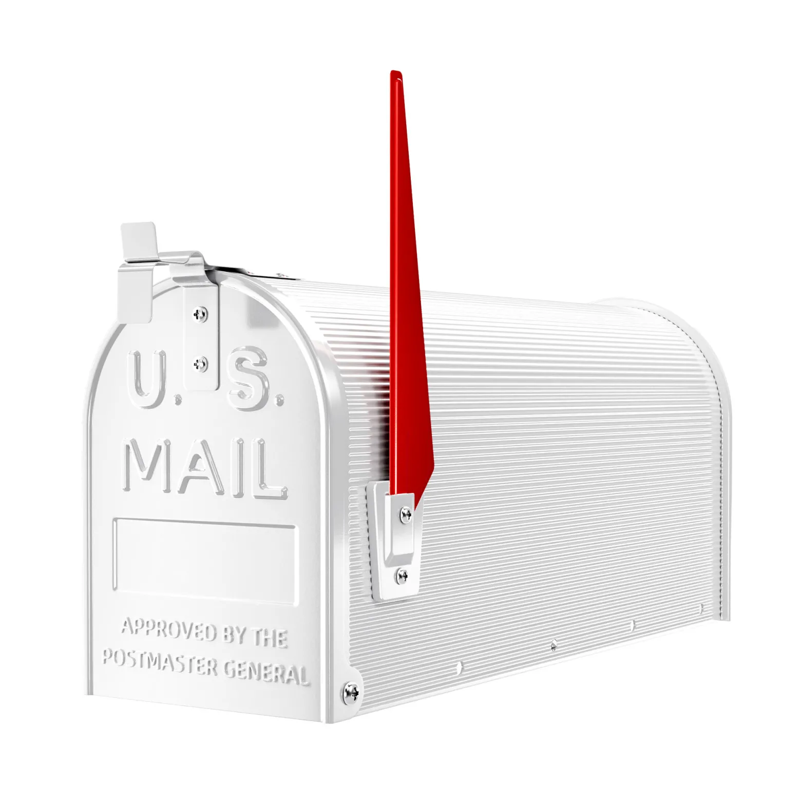 Wiltec US Mailbox weiß 150 x 513 x 223 mm, amerikanischer Briefkasten mit Fahne, Wandbriefkasten oder Standbriefkasten Stahl amerikanisches Design