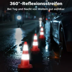 Wiltec Verkehrskegel 50 cm hoch, Leitkegel zum Absichern, Pylon reflektierend, Warnkegel aus robustem PVC für Baustellen