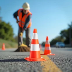 Wiltec Verkehrskegel 50 cm hoch, Leitkegel zum Absichern, Pylon reflektierend, Warnkegel aus robustem PVC für Baustellen