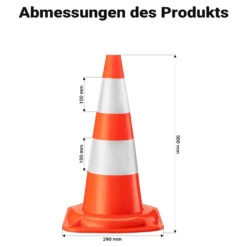 Wiltec Verkehrskegel 50 cm hoch 8 Stück, Leitkegel zum Absichern, Pylon reflektierend, Warnkegel aus robustem PVC für Baustellen