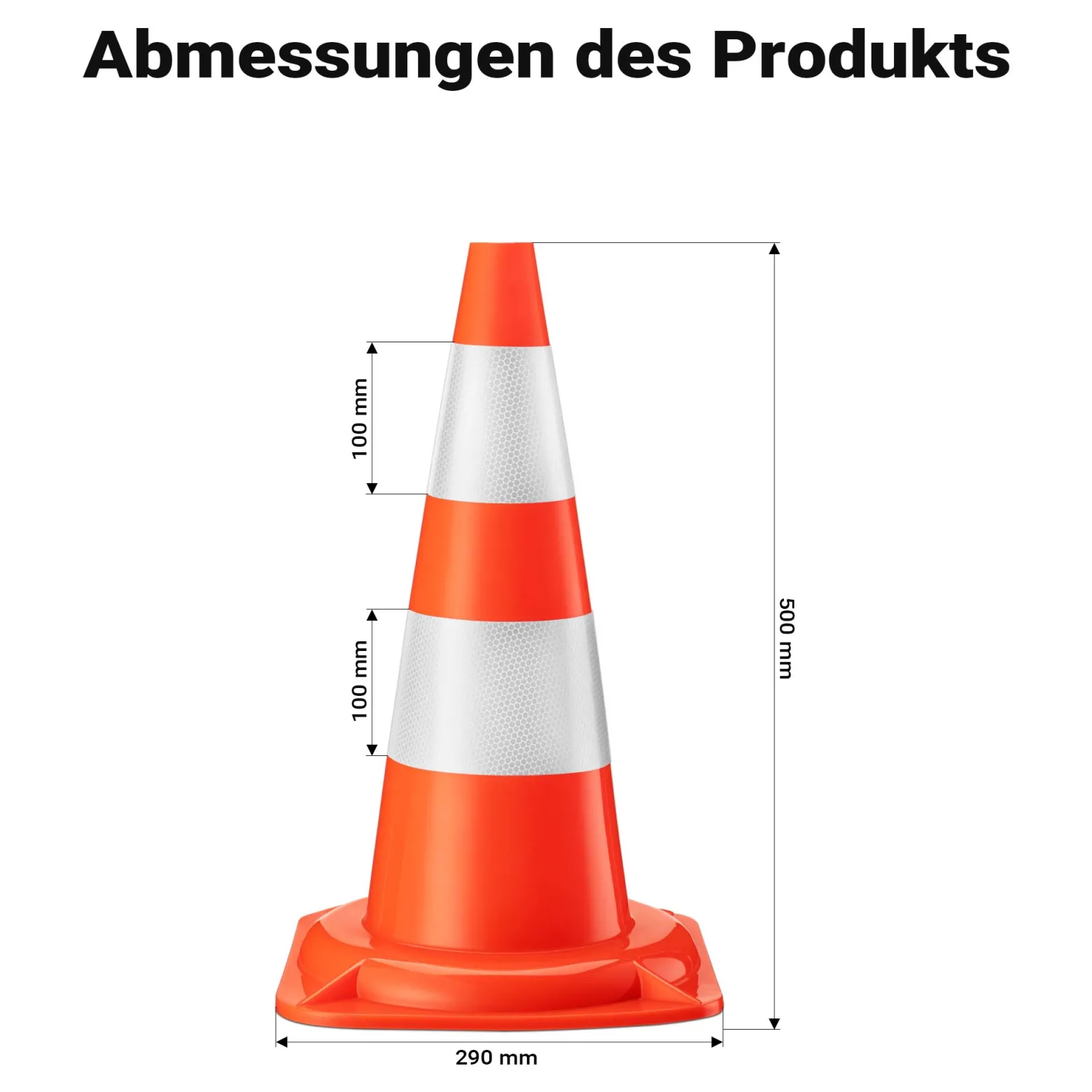 Wiltec Verkehrskegel 50 cm hoch 8 Stück, Leitkegel zum Absichern, Pylon reflektierend, Warnkegel aus robustem PVC für Baustellen