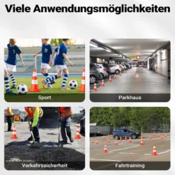 Wiltec Verkehrskegel 50 cm hoch 6 Stück, Leitkegel zum Absichern, Pylon reflektierend, Warnkegel aus robustem PVC für Baustellen