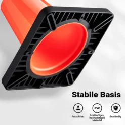 Wiltec Verkehrskegel 45 cm hoch 6 Stück, Leitkegel zum Absichern, Pylon reflektierend, Warnkegel aus robustem PVC und Gummi für Baustellen