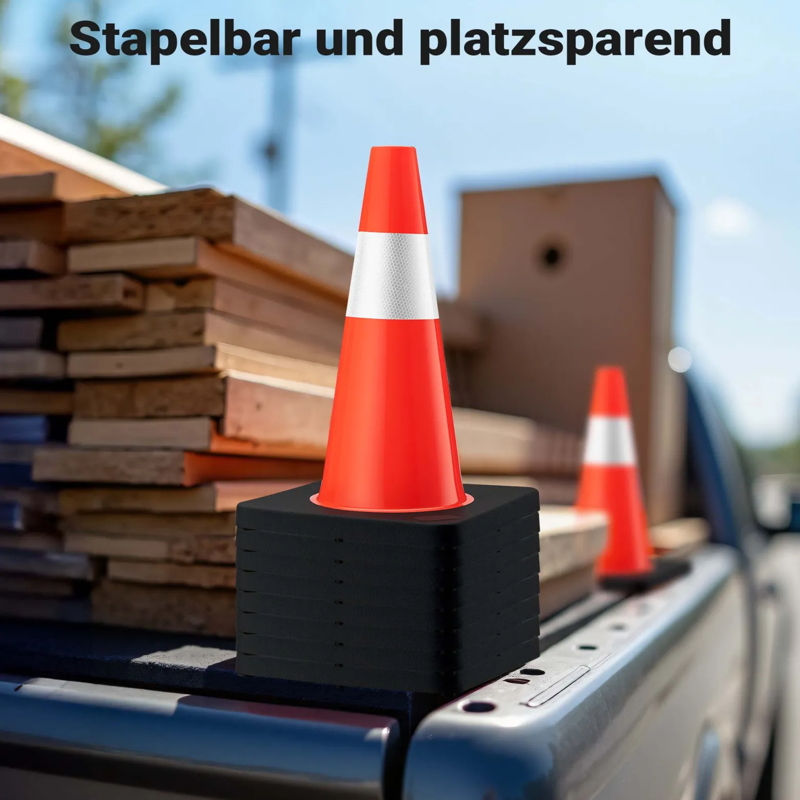 Wiltec Verkehrskegel 45 cm hoch 8 Stück, Leitkegel zum Absichern, Pylon reflektierend, Warnkegel aus robustem PVC und Gummi für Baustellen