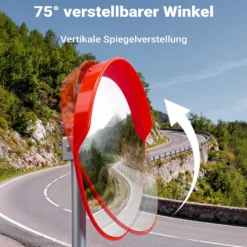 Wiltec Verkehrsspiegel 45 cm konvex mit Schutzhaube, runder Sicherheitsspiegel mit 160-160° Sichtfeld, Konvexspiegel aus Polycarbonat, Überwachungsspiegel für Ausfahrten inkl. Montagematerial