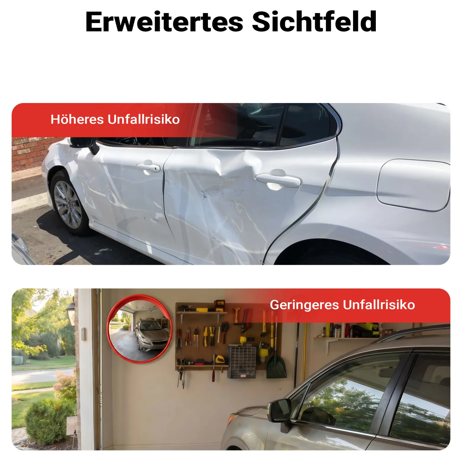 Wiltec Verkehrsspiegel 45 cm konvex mit Schutzhaube, runder Sicherheitsspiegel mit 160-160° Sichtfeld, Konvexspiegel aus Polycarbonat, Überwachungsspiegel für Ausfahrten inkl. Montagematerial