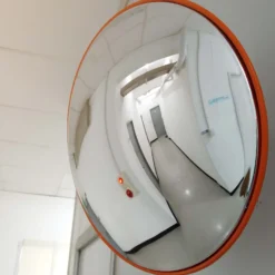 Wiltec Verkehrsspiegel 45 cm konvex, runder Sicherheitsspiegel mit 160-160° Sichtfeld, Konvexspiegel aus Polycarbonat, Überwachungsspiegel für Ausfahrten inkl. Montagematerial