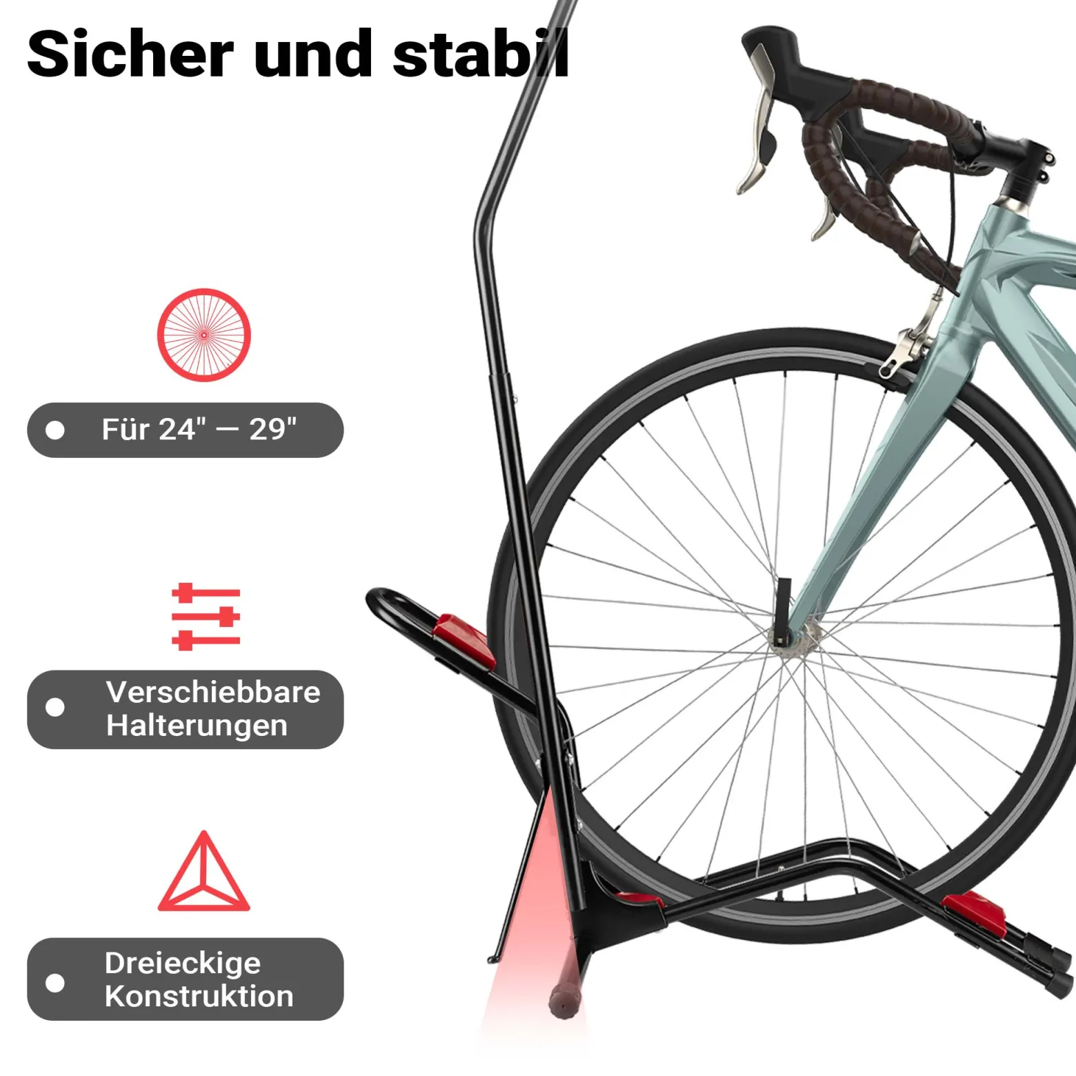 Wiltec vertikaler Fahrradständer 53 x 11 x 120 cm, Universal Fahrradhalter freistehend aus robustem Material, horizontaler Fahrrad Abstellständer