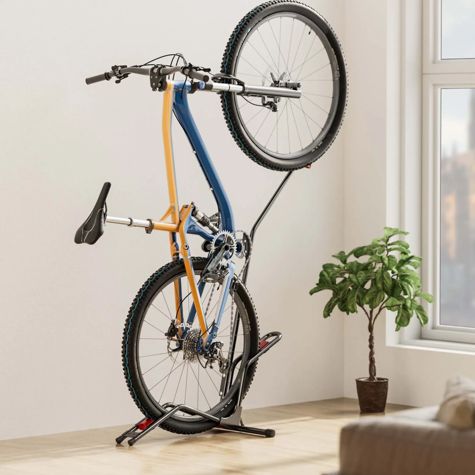 Wiltec vertikaler Fahrradständer 53 x 11 x 120 cm, Universal Fahrradhalter freistehend aus robustem Material, horizontaler Fahrrad Abstellständer