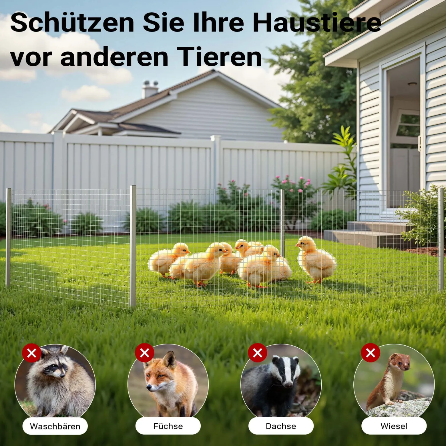 Wiltec Volierendraht 0,5 x 5 m, Hasendraht mit 6,3 mm Maschenweite viereckig, Kaninchendraht Stahl verzinkt, wetterfester Hühnerdraht für Gehege