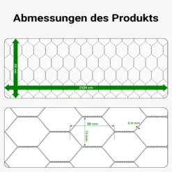 Wiltec Volierendraht 25 x 0,5 m, Hasendraht mit 13 mm Maschenweite, Sechseckgeflecht Stahl verzinkt, wetterfester Hühnerdraht für Gehege